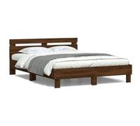 Vidaxl Cadre De Lit Avec Tête De Lit Et Led Chêne Marron 150x200 Cm Multicolore