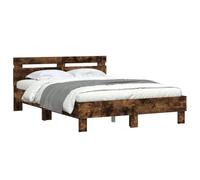Vidaxl Cadre De Lit Avec Tête De Lit Et Led Chêne Fumé 120x190 Cm Multicolore