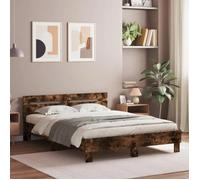 vidaXL Cadre de Lit avec Tête de Lit et LED, Lit Double avec Sommier à Lattes, Lit Adulte de Chambre, Chêne Fumé 140x200 cm 3207550
