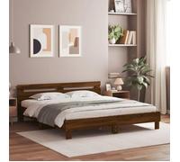 Vidaxl Cadre De Lit Avec Tête De Lit Et Led Chêne Marron 160x200 Cm Multicolore