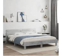 vidaXL Cadre de Lit avec Tête de Lit et LED, Lit Double avec Sommier à Lattes, Lit Adulte de Chambre, Gris Béton 160x200 cm 3207535