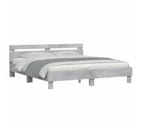 vidaXL Cadre de Lit avec Tête de Lit et LED, Lit Double avec Sommier à Lattes, Lit Adulte de Chambre, Gris Béton 160x200 cm Bois d'Ingénierie
