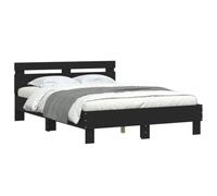 vidaXL Cadre de Lit avec Tête de Lit et LED, Lit Double avec Sommier à Lattes, Lit Adulte de Chambre, Noir 120x200 cm Bois d'Ingénierie