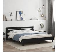 vidaXL Cadre de Lit avec Tête de Lit et LED, Lit Double avec Sommier à Lattes, Lit Adulte de Chambre, Noir 160x200 cm Bois 3207533