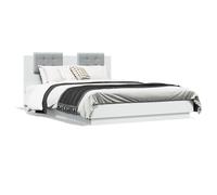 Vidaxl Cadre De Lit Avec Tête De Lit Et Lumières Led Blanc 140x200 Cm Multicolore