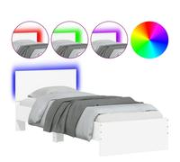 Bedframe met hoofdbord en LED-verlichting wit 90x200 cm838806