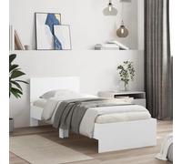Bedframe met hoofdbord en LED-verlichting wit 90x200 cm838806