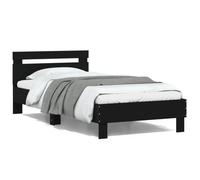vidaXL Cadre de Lit avec Tête de Lit et Lumières LED, Lit Simple avec Sommier à Lattes, Lit Adulte, Meuble de Chambre, Moderne, Noir 100x200 cm