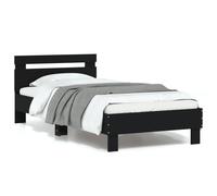 Vidaxl Cadre De Lit Avec Tête De Lit Et Lumières Led Noir 90x190 Cm Multicolore