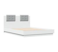 vidaXL Cadre de Lit avec Tête de Lit et Lumières LED, Sommier à Lattes, Lit Double, Lit Adulte de Chambre à Coucher Intérieur, Moderne, Blanc 140x190 cm Blanc