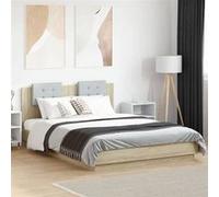 Vidaxl Cadre De Lit Tête De Lit Et Lumières Led Chêne Sonoma 140x200cm Multicolore
