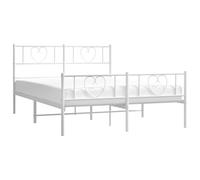 Vidaxl Cadre De Lit Métal Avec Tête De Lit/Pied De Lit Blanc 120x190cm Blanc