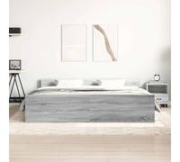 Vidaxl Cadre De Lit Tête De Lit Et Pied De Lit Gris Sonoma 180x200 Cm Gris