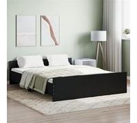 vidaXL Cadre de lit avec tête de lit et pied de lit noir 160x200 cm 3203762 Noir G