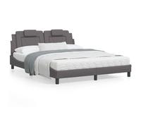 Cadre de Lit avec Tête de Lit, Lit Rembourré avec Coussin, Lit Double, Lit Adulte Chambre, Moderne, Gris 160x200 cm Similicuir