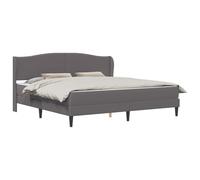 vidaXL Cadre de lit avec tête de lit Gris 200 x 200 cm Simili Cuir, Cadre de lit rectangulaire Moderne, Simili Cuir Chic, Facile à Nettoyer, tête Douillette, Base à Lattes Pratique