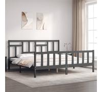 Vidaxl Cadre De Lit Avec Tête De Lit Gris 200x200 Cm Bois Massif Marron