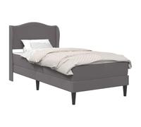 vidaXL Cadre de lit avec tête de lit Gris 90 x 200 cm Simili Cuir, Cadre de lit rectangulaire Moderne, Simili Cuir Chic, Facile à Nettoyer, tête Douillette, Base à Lattes Pratique