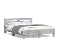 Cadre de Lit avec Tête de Lit, Lit Double avec Sommier à Lattes, Lit Adulte de Chambre, Moderne, Gris Béton 140x190 cm Bois d'Ingénierie