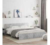 Vidaxl Cadre De Lit Avec Tête De Lit Gris Béton 160x200 Cm Gris