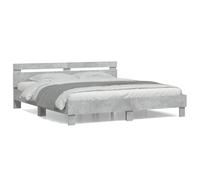 Vidaxl Cadre De Lit Avec Tête De Lit Gris Béton 200x200 Cm Gris