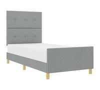 vidaXL Cadre de lit avec tête de lit Gris Clair 100 x 200 cm Tissu | Le rembourrage capitonné apporte une touche élégante, Fait en bois d'ingénierie robuste, Juste ce qu'il faut pour un accès