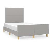 vidaXL Cadre de lit avec tête de lit gris clair 120x190 cm tissu Gris