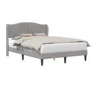 vidaXL Cadre de lit avec tête de lit Gris Clair 140 x 190 cm Velours, Chambre Moderne, Cadre de lit rectangulaire pour Un Espace de Sommeil Pratique, tête de lit stylée, Design Minimaliste