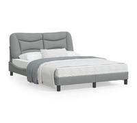 Cadre de Lit avec Tête de Lit, Lit Rembourré, Sommier à Lattes, Lit Double, Lit Adulte de Chambre à Coucher Intérieur, Moderne, Gris Clair 140x190 cm