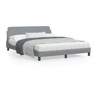 vidaXL Cadre de lit Dover Lit double – Rembourré, sommier à lattes – Tissu Gris clair 160x200 cm