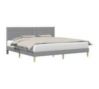 vidaXL Cadre de lit avec tête de lit Gris clair 200 x 200 cm tissu, Cadre de lit moderne pour chambre, design rectangulaire, meubles élégants pour la maison, installation simplifiée, solution de somme