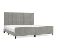 vidaXL Cadre de Lit avec Tête de Lit Sommier à Lattes Lit Rembourré Cadre à Lattes Lit Double Adulte Meuble de Chambre Gris Clair 200x200 cm Velours