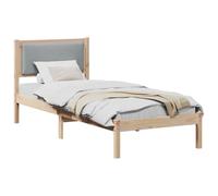 vidaXL Cadre de lit avec tête de lit Gris Clair 80 x 190 cm Pin Massif, Cadre de lit en pin Moderne, Plateforme rectangulaire, Meuble Minimaliste avec tête de lit pour Chambre