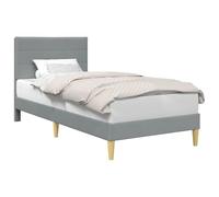 vidaXL Cadre de lit avec tête de lit Gris Clair 90 x 190 cm Tissu, Cadre de lit rectangulaire élégant, Solution Moderne pour Dormir, Style Chic pour Chambre, mobilier Durable