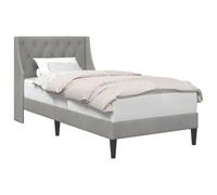 vidaXL Cadre de lit avec tête de lit Gris clair 90 x 200 cm Velours, Cadre de lit rectangulaire moderne, finition en velours durable, mobilier de chambre confortable, design épuré, literie d'intérieur