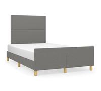 vidaXL Cadre de Lit avec Tête de Lit Sommier à Lattes Lit Rembourré Cadre à Lattes Lit Double Adulte Meuble de Chambre Gris Foncé 120x200 cm Tissu Gris