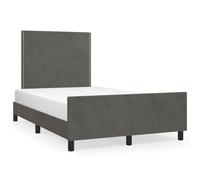 vidaXL Cadre de Lit avec Tête de Lit Sommier à Lattes Lit Rembourré Cadre à Lattes Lit Double Adulte Meuble de Chambre Gris Foncé 120x200 cm Velours Gris