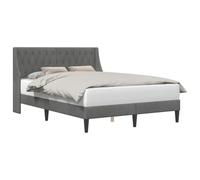 vidaXL Cadre de lit avec tête de lit Gris foncé 140 x 190 cm Velours, Cadre de lit rectangulaire moderne, finition en velours durable, mobilier de chambre confortable, design épuré, literie d'intérieu