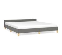 Vidaxl Cadre De Lit Avec Tête De Lit Gris Foncé 160 X 200 Cm Tissu Gris