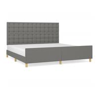 Vidaxl Cadre De Lit Avec Tête De Lit Gris Foncé 200x200 Cm Tissu Gris