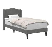 vidaXL Cadre de lit avec tête de lit Gris foncé 90 x 190 cm Velours, Cadre de lit Moderne, Plateforme stylée, mobilier Contemporain, Solution Fonctionnelle pour espaces urbains