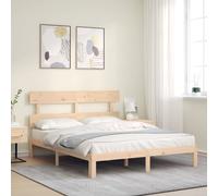 vidaXL Cadre de lit avec tête de lit King Size bois massif Marron