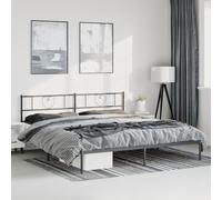 vidaXL Cadre de lit en métal avec tête de lit – Noir 183x213 cm – Sans matelas