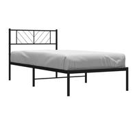 vidaXL Cadre de lit métal avec tête de lit – Lit simple, sommier à lattes, noir 90x190 cm