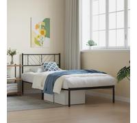 Cadre de lit métal avec tête de lit noir 80x200 cm 372170