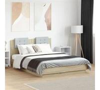 vidaXL Cadre de lit avec tête de lit – Sommier à lattes – Chêne Sonoma 120x190 cm