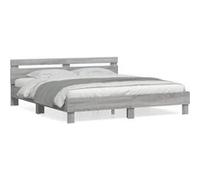 vidaXL Cadre de Lit avec Tête de Lit, Lit Double avec Sommier à Lattes, Lit Adulte de Chambre, Moderne, Sonoma Gris 180x200 3207404 Gris G