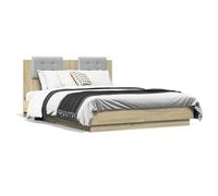 vidaXL Cadre de Lit avec Tête de Lit Lit Double avec Sommier à Lattes Lit Adulte de Chambre Moderne Chêne Sonoma 140x190 3209949
