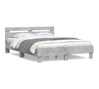 vidaXL Cadre de Lit avec Tête de Lit, Lit Double avec Sommier à Lattes, Lit Adulte de Chambre, Moderne, Gris Béton 140x200 3207423 Gris G