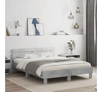 Cadre de Lit avec Tête de Lit, Lit Double avec Sommier à Lattes, Lit Adulte de Chambre, Moderne, Gris Béton 140x190 cm Bois d'Ingénierie